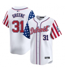 Men's Detroit Tigers #31 Riley Greene White 2025 Independence Day Vapor Premier Limited Stitched Baseball Jersey
