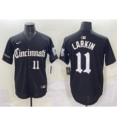 Men's Cincinnati Reds #11 Barry Larkin Black 'Gothic Queen City Edition' Vapor Premier Limited Stitched Baseball Jersey