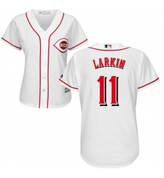 Women's Majestic Cincinnati Reds #11 Barry Larkin Authentic White Home Cool Base MLB Jersey