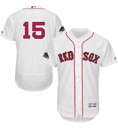 Men's Majestic Boston Red Sox #15 Dustin Pedroia White Home Flex Base Authentic Collection 2018 World Series Champions MLB Jersey