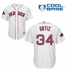 Youth Majestic Boston Red Sox #34 David Ortiz Authentic White Home Cool Base 2018 World Series Champions MLB Jersey