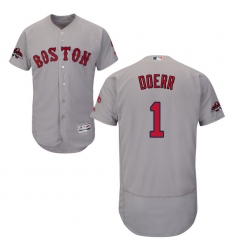 Men's Majestic Boston Red Sox #1 Bobby Doerr Grey Road Flex Base Authentic Collection 2018 World Series Champions MLB Jersey