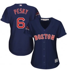 Women's Majestic Boston Red Sox #6 Johnny Pesky Authentic Navy Blue Alternate Road 2018 World Series Champions MLB Jersey