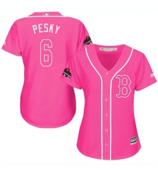 Women's Majestic Boston Red Sox #6 Johnny Pesky Authentic Pink Fashion 2018 World Series Champions MLB Jersey