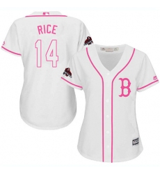 Women's Majestic Boston Red Sox #14 Jim Rice Authentic White Fashion 2018 World Series Champions MLB Jersey