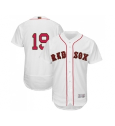 Men's Boston Red Sox #19 Fred Lynn White 2019 Gold Program Flex Base Authentic Collection Baseball Jersey