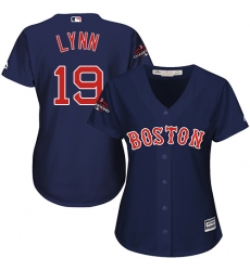 Women's Majestic Boston Red Sox #19 Fred Lynn Authentic Navy Blue Alternate Road 2018 World Series Champions MLB Jersey