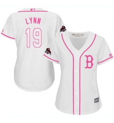 Women's Majestic Boston Red Sox #19 Fred Lynn Authentic White Fashion 2018 World Series Champions MLB Jersey