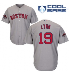 Youth Majestic Boston Red Sox #19 Fred Lynn Authentic Grey Road Cool Base 2018 World Series Champions MLB Jersey