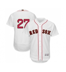Men's Boston Red Sox #27 Carlton Fisk White 2019 Gold Program Flex Base Authentic Collection Baseball Jersey