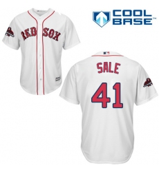 Youth Majestic Boston Red Sox #41 Chris Sale Authentic White Home Cool Base 2018 World Series Champions MLB Jersey