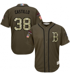 Youth Majestic Boston Red Sox #38 Rusney Castillo Authentic Green Salute to Service 2018 World Series Champions MLB Jersey