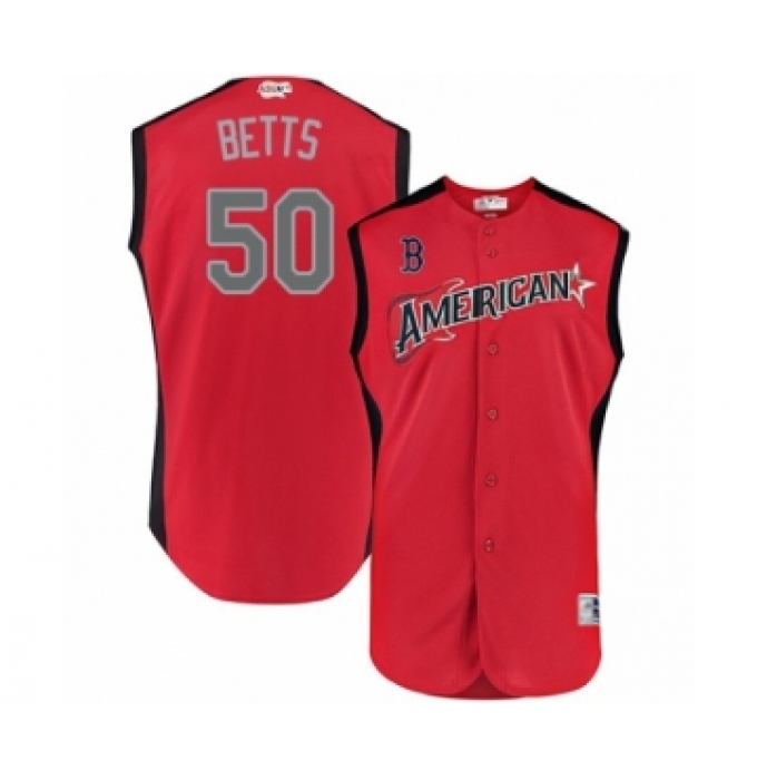 Men's Boston Red Sox #50 Mookie Betts Authentic Red American League 2019 Baseball All-Star Jersey