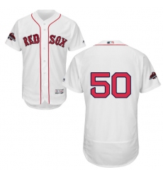 Men's Majestic Boston Red Sox #50 Mookie Betts White Home Flex Base Authentic Collection 2018 World Series Champions MLB Jersey