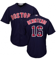 Men's Majestic Boston Red Sox #16 Andrew Benintendi Authentic Navy Blue Team Logo Fashion Cool Base MLB Jersey