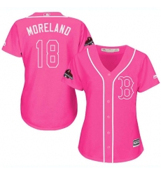 Women's Majestic Boston Red Sox #18 Mitch Moreland Authentic Pink Fashion 2018 World Series Champions MLB Jersey