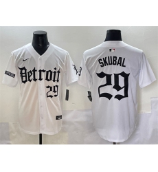 Men's Detroit Tigers #29 Tarik Skubal White 'Motor Gothic Edition' Vapor Premier Limited Stitched Baseball Jersey