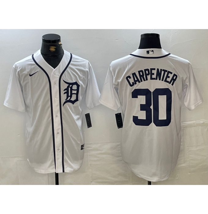Men's Detroit Tigers #30 Kerry Carpenter White Cool Base Stitched Jersey