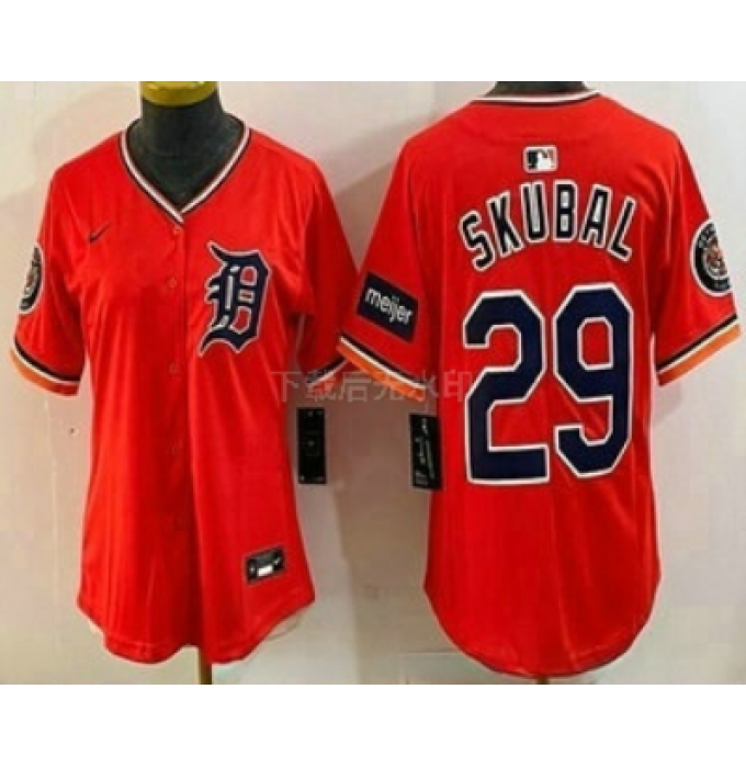 Women's Detroit Tigers #29 Tarik Skubal Orange Stadium Jersey