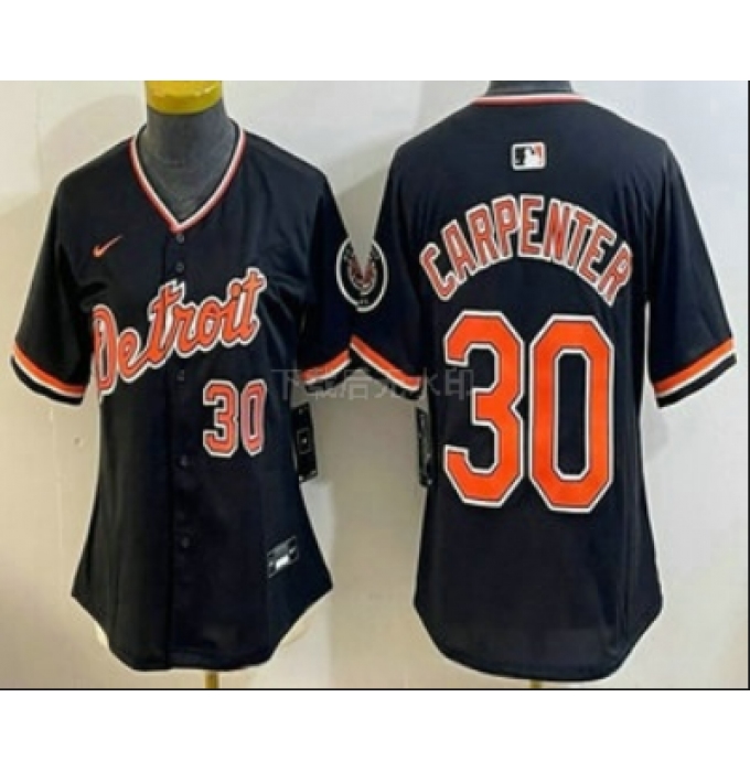 Women's Detroit Tigers #30 Kerry Carpenter Black Stadium Jersey