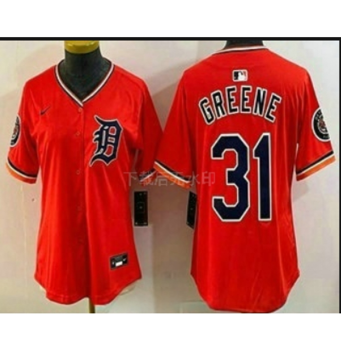Women's Detroit Tigers #31 Riley Greene Orange Stadium Jersey