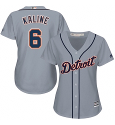Women's Majestic Detroit Tigers #6 Al Kaline Authentic Grey Road Cool Base MLB Jersey