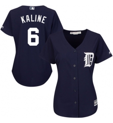 Women's Majestic Detroit Tigers #6 Al Kaline Authentic Navy Blue Alternate Cool Base MLB Jersey