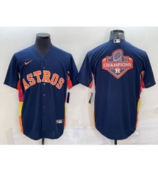 Men's Houston Astros Navy Blue Champions Big Logo Stitched MLB Cool Base Nike Jersey