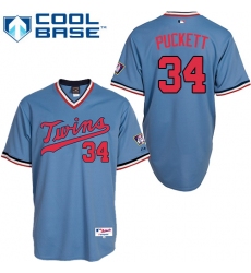 Men's Majestic Minnesota Twins #34 Kirby Puckett Replica Light Blue 1984 Turn Back The Clock MLB Jersey