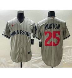 Men's Minnesota Twins #25 Byron Buxton 2023 Grey Home Team Cool Base Stitched Jersey
