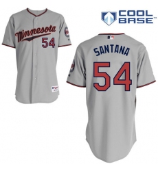 Men's Majestic Minnesota Twins #54 Ervin Santana Replica Grey Road Cool Base MLB Jersey