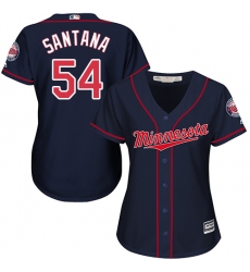 Women's Majestic Minnesota Twins #54 Ervin Santana Replica Navy Blue Alternate Road Cool Base MLB Jersey