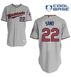 Men's Majestic Minnesota Twins #22 Miguel Sano Replica Grey Road Cool Base MLB Jersey