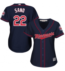 Women's Majestic Minnesota Twins #22 Miguel Sano Authentic Navy Blue Alternate Road Cool Base MLB Jersey