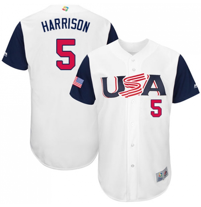 Men's USA Baseball Majestic #5 Josh Harrison White 2017 World Baseball Classic Authentic Team Jersey