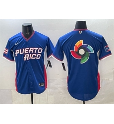 Men's Puerto Rico Baseball Blue 2026 World Baseball Classic Big Logo Road Stadium Stitched Jersey