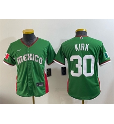 Youth Mexico Baseball #30 Alejandro Kirk Green 2026 World Baseball Classic Stadium Stitched Baseball Jersey
