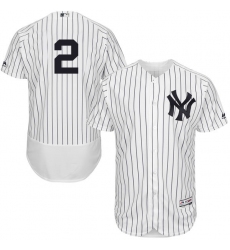 Men's Majestic New York Yankees #2 Derek Jeter White Home Flex Base Authentic Collection MLB Jersey