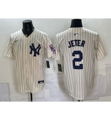 Men's New York Yankees #2 Derek Jeter Cream 2026 Field of Dreams Stadium Stitched Baseball Jersey
