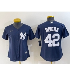 Women's New York Yankees #42 Mariano Rivera Name Navy Blue Cool Base Stitched Baseball Jersey
