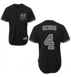 Men's Majestic New York Yankees #4 Lou Gehrig Replica Black Fashion MLB Jersey