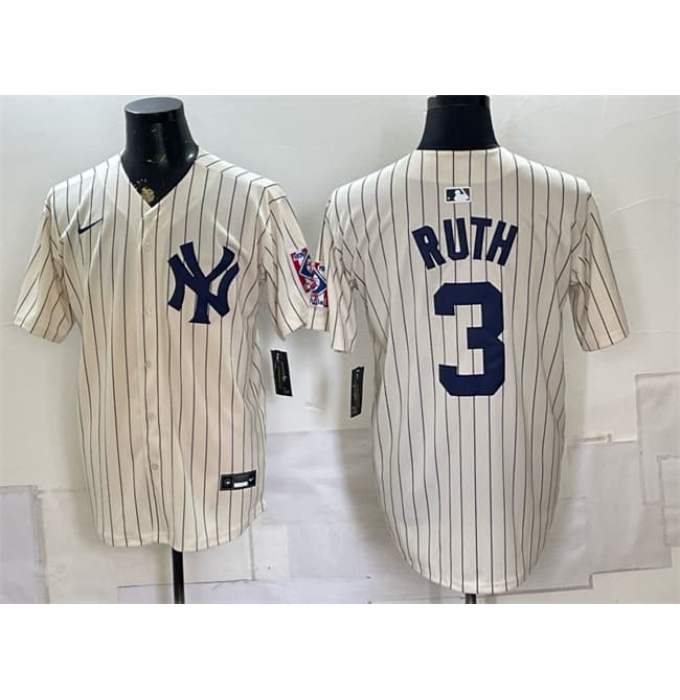Men's New York Yankees #3 Babe Ruth Cream 2026 Field of Dreams Stadium Stitched Baseball Jersey