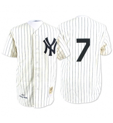 Men's Mitchell and Ness New York Yankees #7 Mickey Mantle Authentic White Throwback MLB Jersey