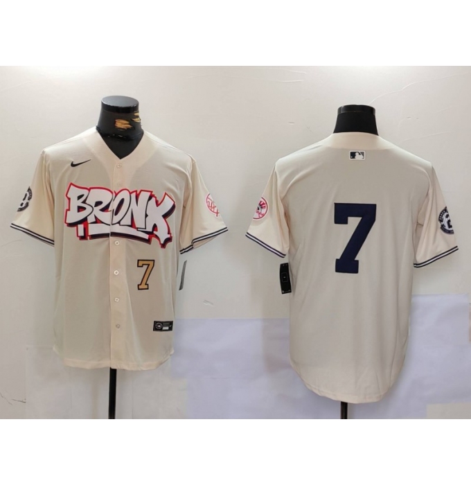 Men's New York Yankees #7 Mickey Mantle Cream Limited Stitched Baseball Jerseys