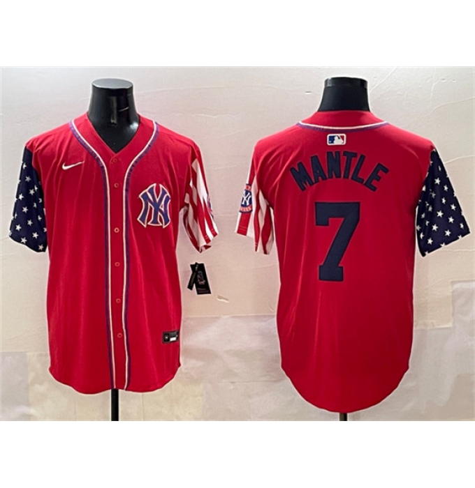 Men's New York Yankees #7 Mickey Mantle Red American Style Limited Stitched Baseball Jersey