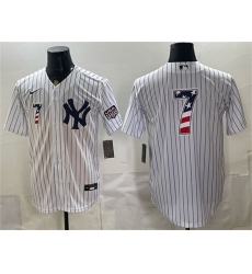 Men's New York Yankees #7 Mickey Mantle White 2026 USA 250 Fourth of July Home Stadium Stitched Baseball Jersey