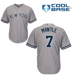 Youth Majestic New York Yankees #7 Mickey Mantle Authentic Grey Road MLB Jersey