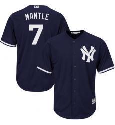 Youth Majestic New York Yankees #7 Mickey Mantle Authentic Navy Blue Alternate MLB Jersey