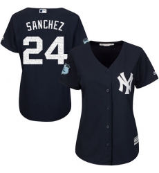 Women's Majestic New York Yankees #24 Gary Sanchez Authentic Navy Blue 2017 Spring Training Cool BaseMLB Jersey