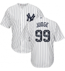 Men's Majestic New York Yankees #99 Aaron Judge Authentic White Team Logo Fashion MLB Jersey